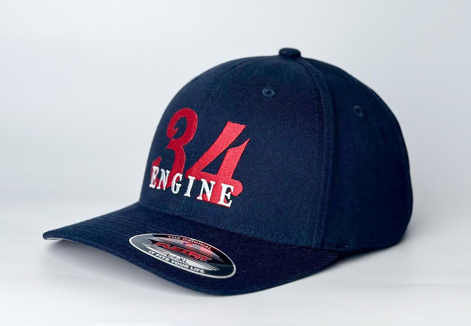 6277 Flexfit Cap with Large number and Script below - Personalized Fire Department Uniform Hat- Custom Firefighter Hat