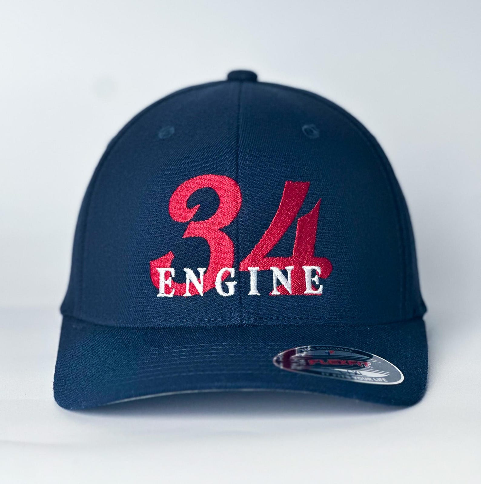 6277 Flexfit Cap with Large number and Script below - Personalized Fire Department Uniform Hat- Custom Firefighter Hat